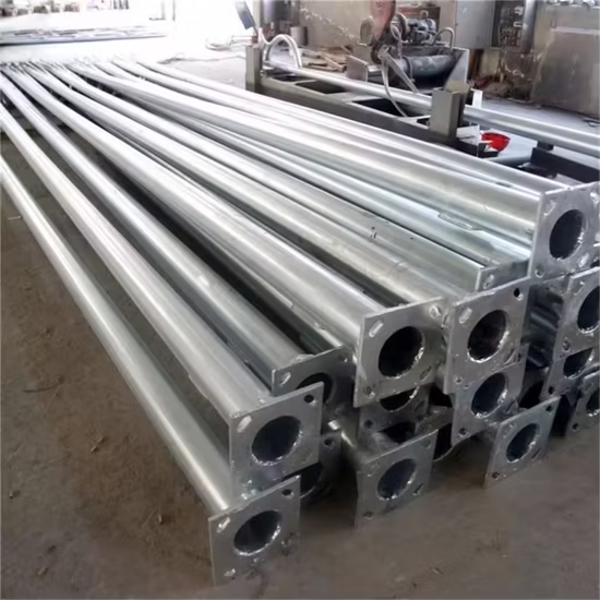 Modern Black Steel Light Pole with Corrosion-Resistant Powder Coating